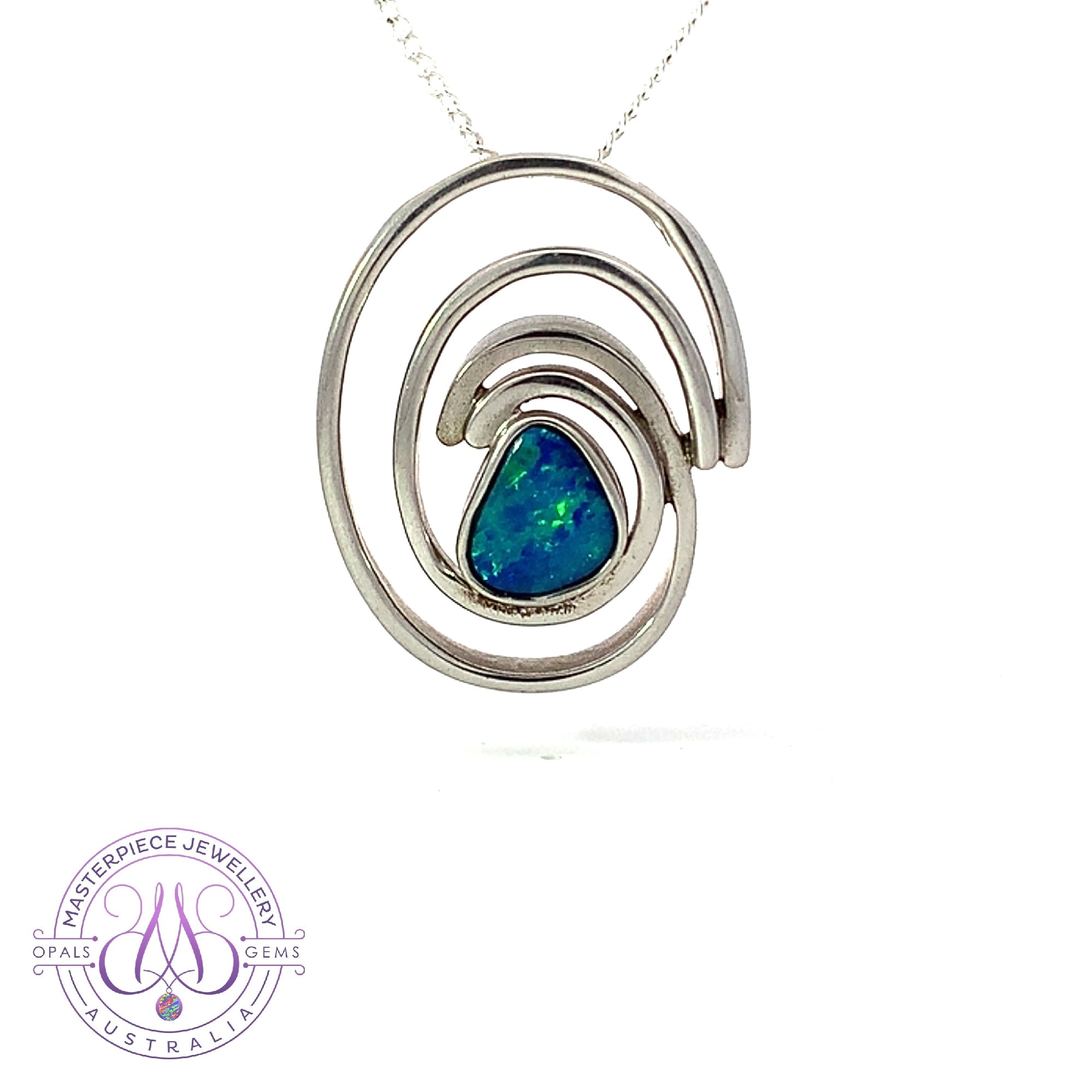 Sterling Silver Opal pendant Circle shape