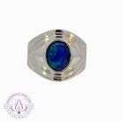 Sterling Silver Gents broad shaped ring with 11x9mm Opal Triplet bezel - Masterpiece Jewellery Opal & Gems Sydney Australia | Online Shop