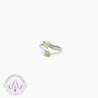 14kt White Gold Opal 0.74ct and Diamond ring split shank Heart shape