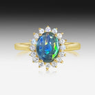 Sterling Silver Gold plated Opal triplet 10x8mm and cubic zirconia cluster ring