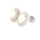 Sterling Silver 8x6mm White Opal cluster earring studs - Masterpiece Jewellery Opal & Gems Sydney Australia | Online Shop