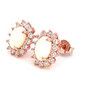 Rose Gold plated White Opal cluster earrings 8x6mm - Masterpiece Jewellery Opal & Gems Sydney Australia | Online Shop