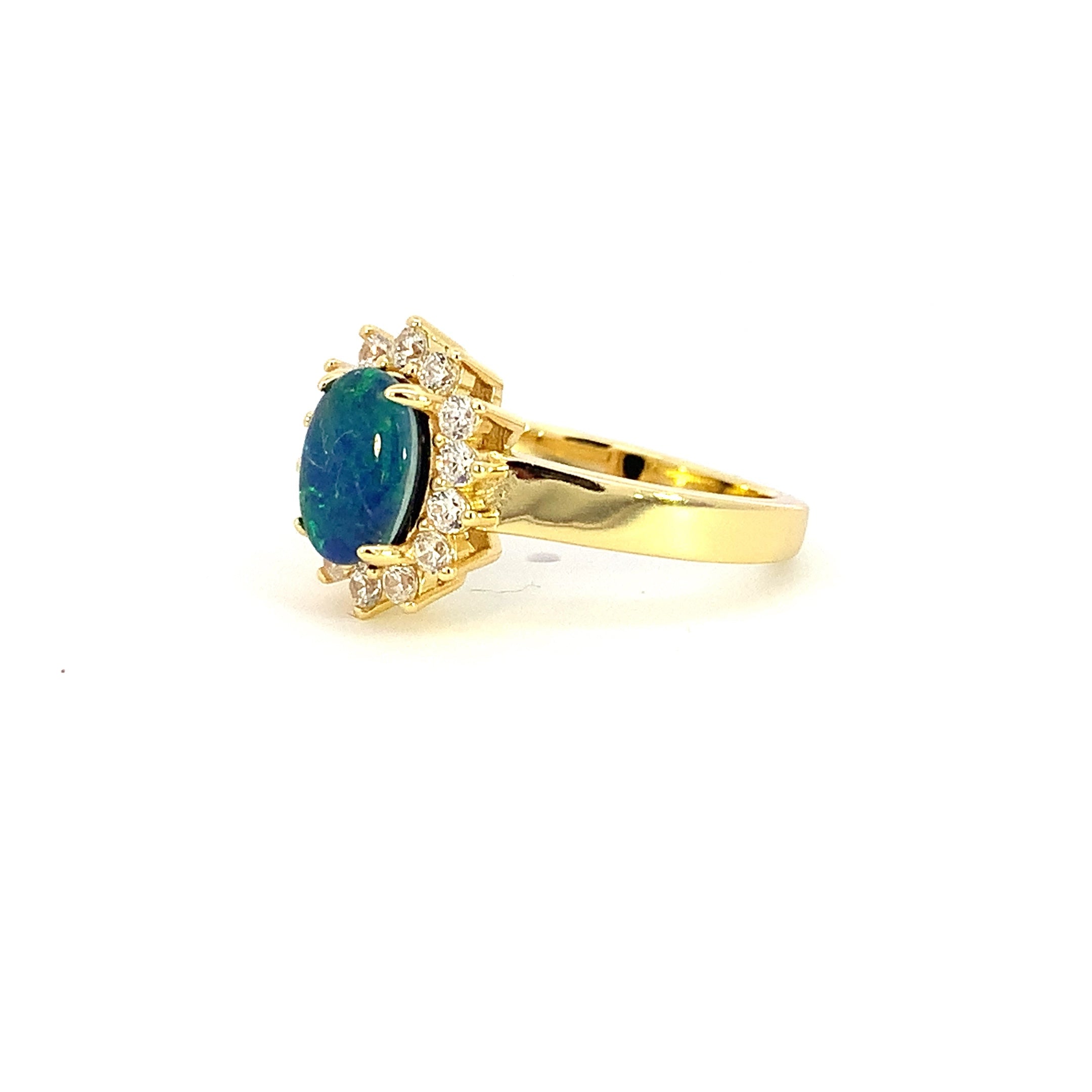 Gold plated Triplet 8x6mm Opal cluster ring - Masterpiece Jewellery Opal & Gems Sydney Australia | Online Shop