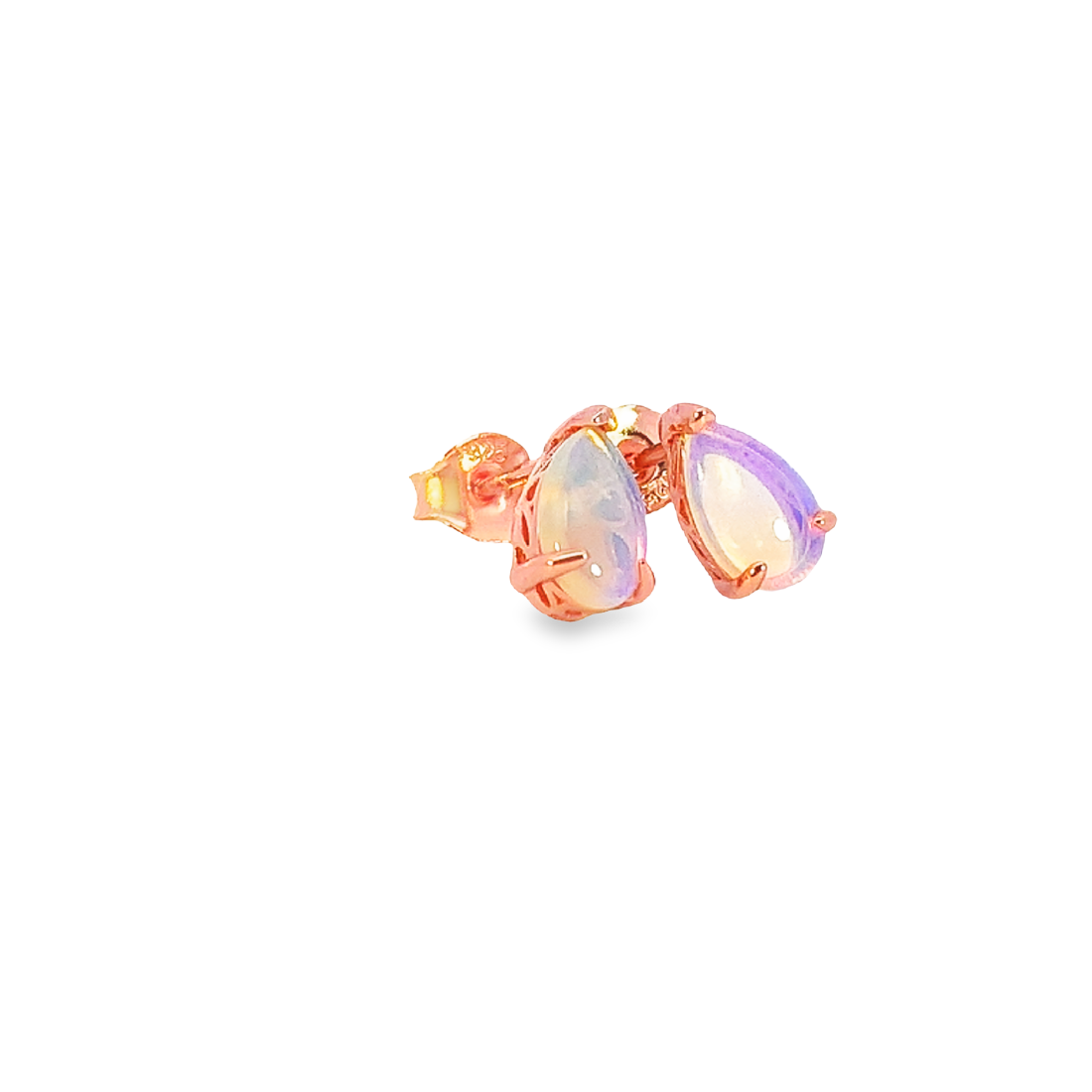 Rose Gold plated silver 8x5mm Pear shape White Opal studs - Masterpiece Jewellery Opal & Gems Sydney Australia | Online Shop