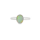 Sterling Silver 8x6mm White Opal ring bezel set solitaire - Masterpiece Jewellery Opal & Gems Sydney Australia | Online Shop