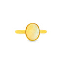 Gold-Plated Sterling Silver Ring - 10x8mm White Opal Solitaire, Bezel Set, Minimalist Gemstone Jewelry, Ideal Gift for Her - Masterpiece Jewellery Opal & Gems Sydney Australia | Online Shop