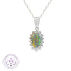 18kt White Gold cluster pendant Black Opal 0.88ct and Diamonds - Masterpiece Jewellery Opal & Gems Sydney Australia | Online Shop