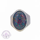 Sterling Silver 18x13mm Opal triplet solitaire open side cut ring - Masterpiece Jewellery Opal & Gems Sydney Australia | Online Shop