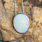 Sterling Silver White Opal slider pendant 15.6x11.8mm - Masterpiece Jewellery Opal & Gems Sydney Australia | Online Shop