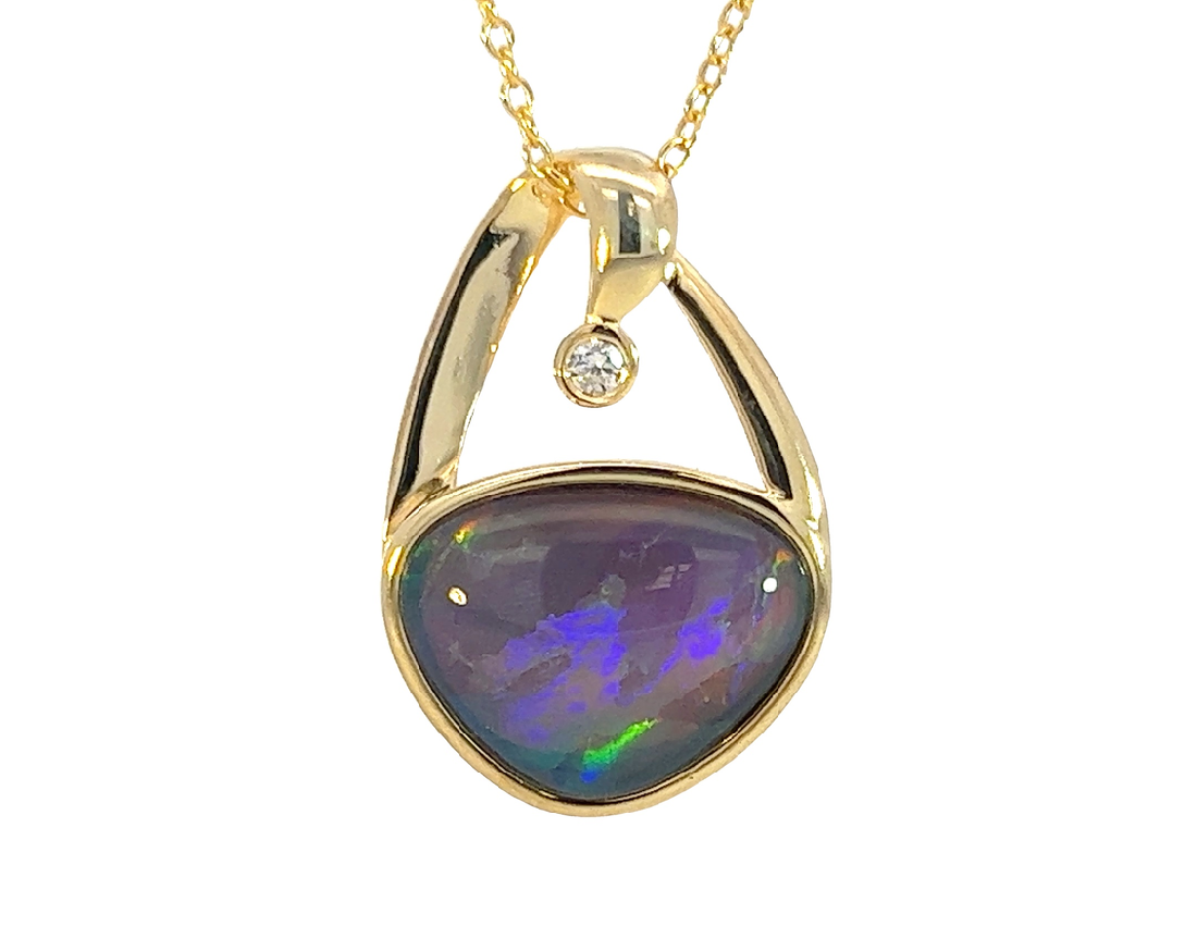 Gold plated silver Opal triplet freeform 11x14mm pendant - Masterpiece Jewellery Opal & Gems Sydney Australia | Online Shop