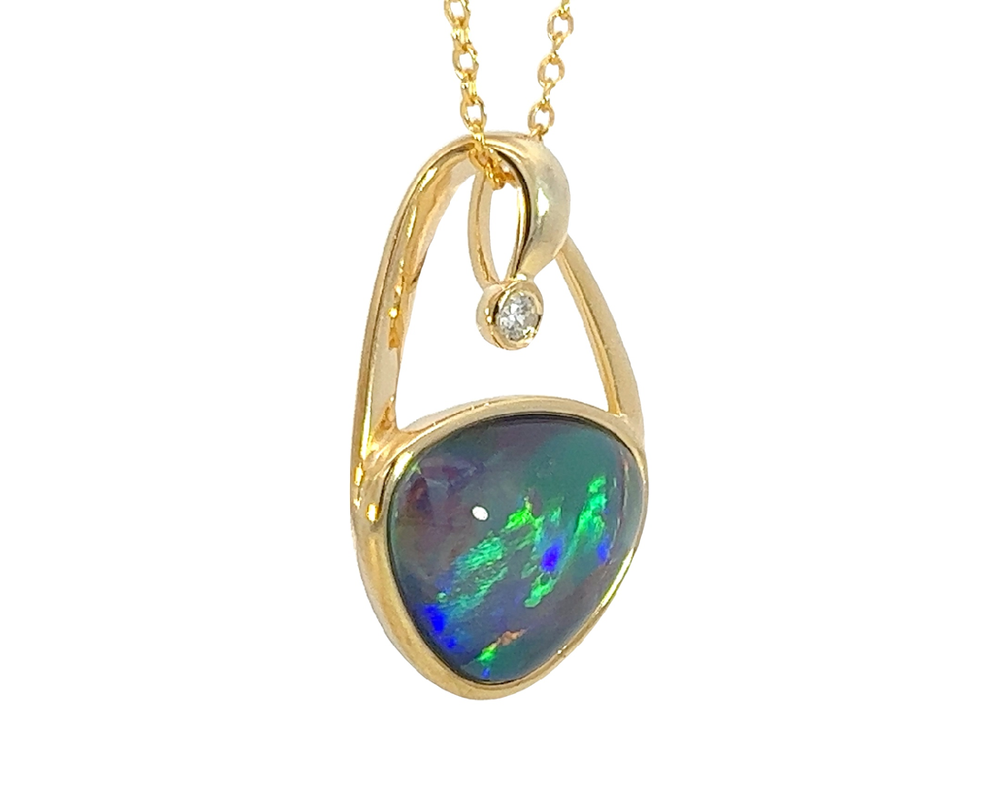 Gold plated silver Opal triplet freeform 11x14mm pendant - Masterpiece Jewellery Opal & Gems Sydney Australia | Online Shop