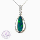 Sterling Silver Opal doublet pearshape 28x1.6mm pendant - Masterpiece Jewellery Opal & Gems Sydney Australia | Online Shop