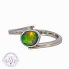 Sterling Silver cross over black opal ring solitaire - Masterpiece Jewellery Opal & Gems Sydney Australia | Online Shop