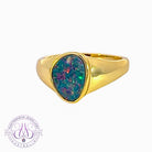 Gold Plated Silver solitaire band Opal doublet ring - Masterpiece Jewellery Opal & Gems Sydney Australia | Online Shop