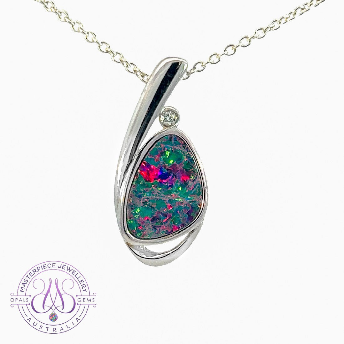 Sterling Silver Opal doublet 12x9mm pendant - Masterpiece Jewellery Opal & Gems Sydney Australia | Online Shop