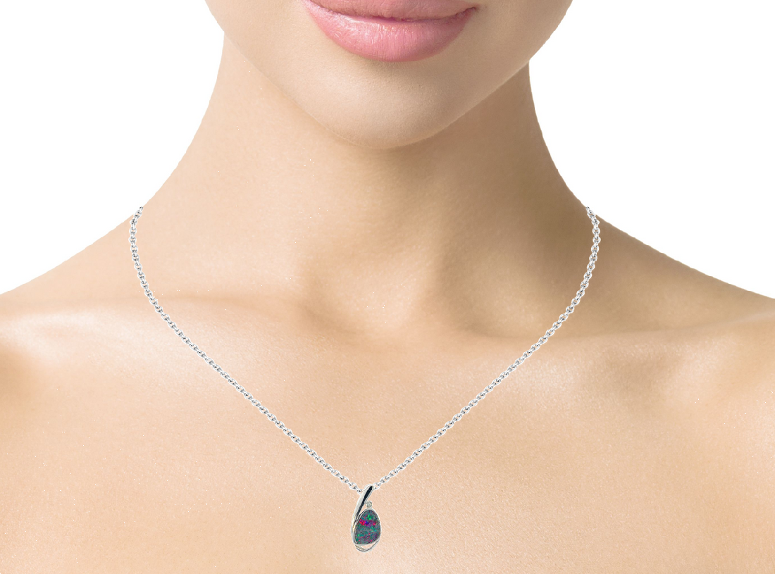 Sterling Silver Opal doublet 12x9mm pendant - Masterpiece Jewellery Opal & Gems Sydney Australia | Online Shop