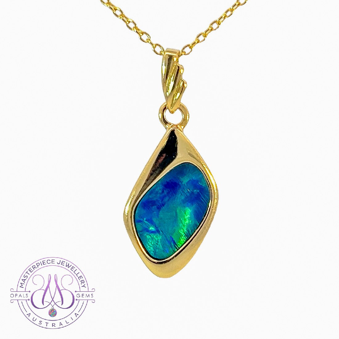 Gold Plated silver Opal doublet 10x7mm pendant - Masterpiece Jewellery Opal & Gems Sydney Australia | Online Shop