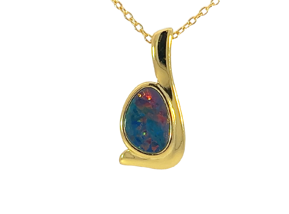 Gold plated Silver Opal doublet 20x9mm pendant - Masterpiece Jewellery Opal & Gems Sydney Australia | Online Shop