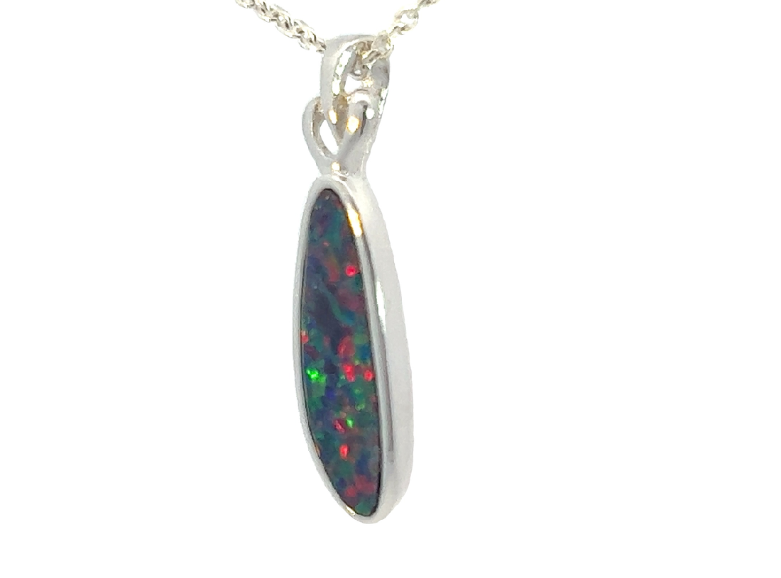 Sterling Silver Opal doublet 23x6mm pendant - Masterpiece Jewellery Opal & Gems Sydney Australia | Online Shop