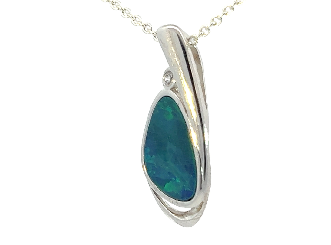 Sterling Silver Opal doublet 24x10.6mm pendant - Masterpiece Jewellery Opal & Gems Sydney Australia | Online Shop