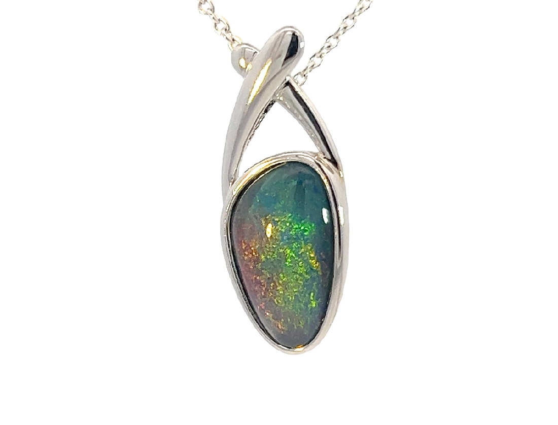 Sterling Silver freeform Opal triplet 26.7x10.9mm pendant - Masterpiece Jewellery Opal & Gems Sydney Australia | Online Shop