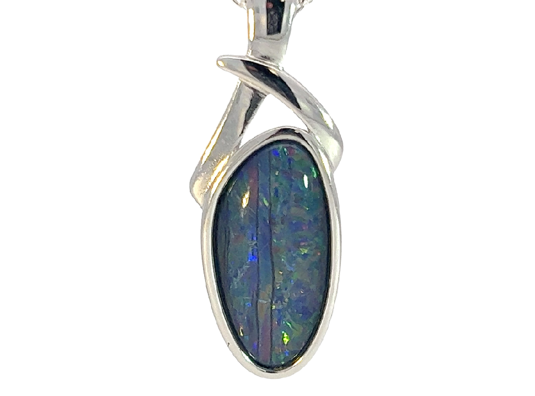 Sterling Silver Opal triplet pendant 28.6x11.1mm - Masterpiece Jewellery Opal & Gems Sydney Australia | Online Shop