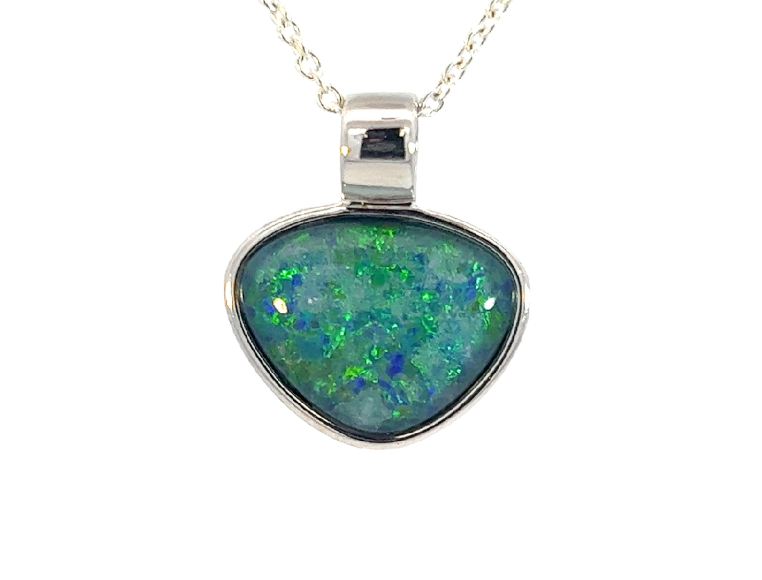 Sterling Silver Opal triplet pendant 18.2x15.5mm - Masterpiece Jewellery Opal & Gems Sydney Australia | Online Shop