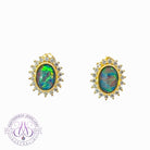 Gold plated Opal triplet 7x5mm cluster stud earrings - Masterpiece Jewellery Opal & Gems Sydney Australia | Online Shop