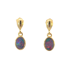 One pair of Yellow Gold dangling opal doublet earrings - Masterpiece Jewellery Opal & Gems Sydney Australia | Online Shop