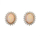 Rose Gold plated silver oval shape White Opal cluster earrings - Masterpiece Jewellery Opal & Gems Sydney Australia | Online Shop