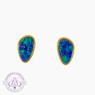 Gold plated silver Opal doublet studs freeform - Masterpiece Jewellery Opal & Gems Sydney Australia | Online Shop