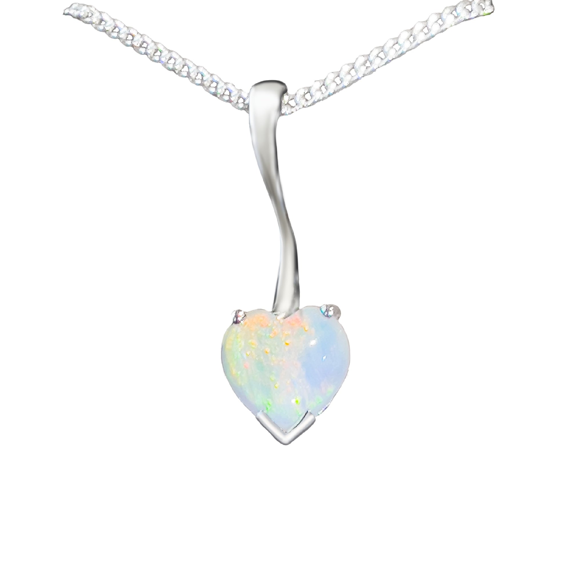 Sterling Silver heart shape Light Opal pendant - Masterpiece Jewellery Opal & Gems Sydney Australia | Online Shop