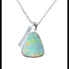 Sterling Silver Crystal Opal pendant with cubic zirconias triangular shape - Masterpiece Jewellery Opal & Gems Sydney Australia | Online Shop