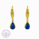 Gold plated silver dangling pearshape 8x5mm opal triplet earrings - Masterpiece Jewellery Opal & Gems Sydney Australia | Online Shop