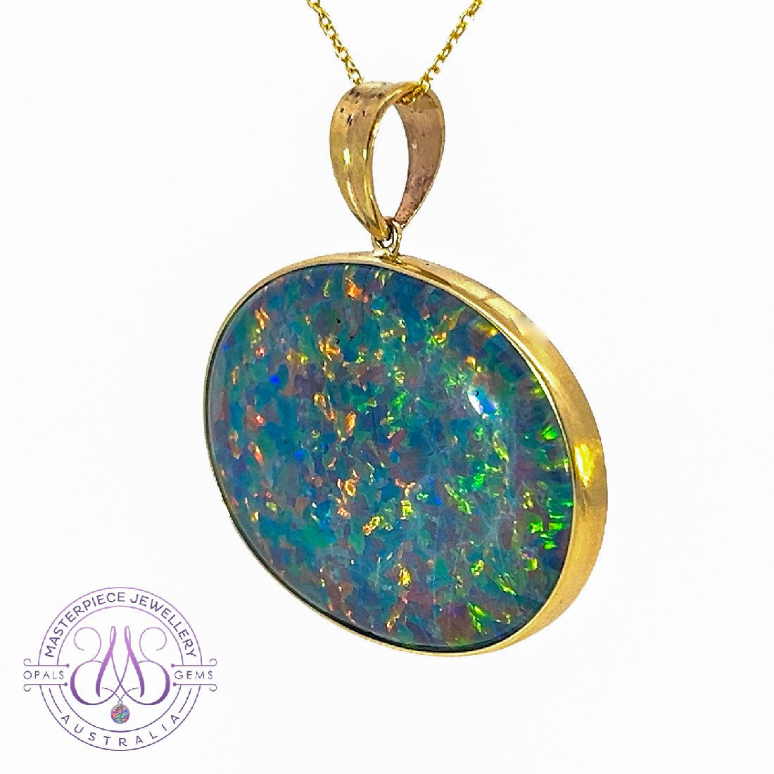 9kt Yellow Gold bezel set Opal triplet 40x30mm - Masterpiece Jewellery Opal & Gems Sydney Australia | Online Shop