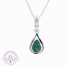 Sterling Silver Black Opal pearshape 9x6mm pendant - Masterpiece Jewellery Opal & Gems Sydney Australia | Online Shop