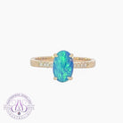 14kt Yellow Gold Black Opal 1.17ct and DIamond ring - Masterpiece Jewellery Opal & Gems Sydney Australia | Online Shop