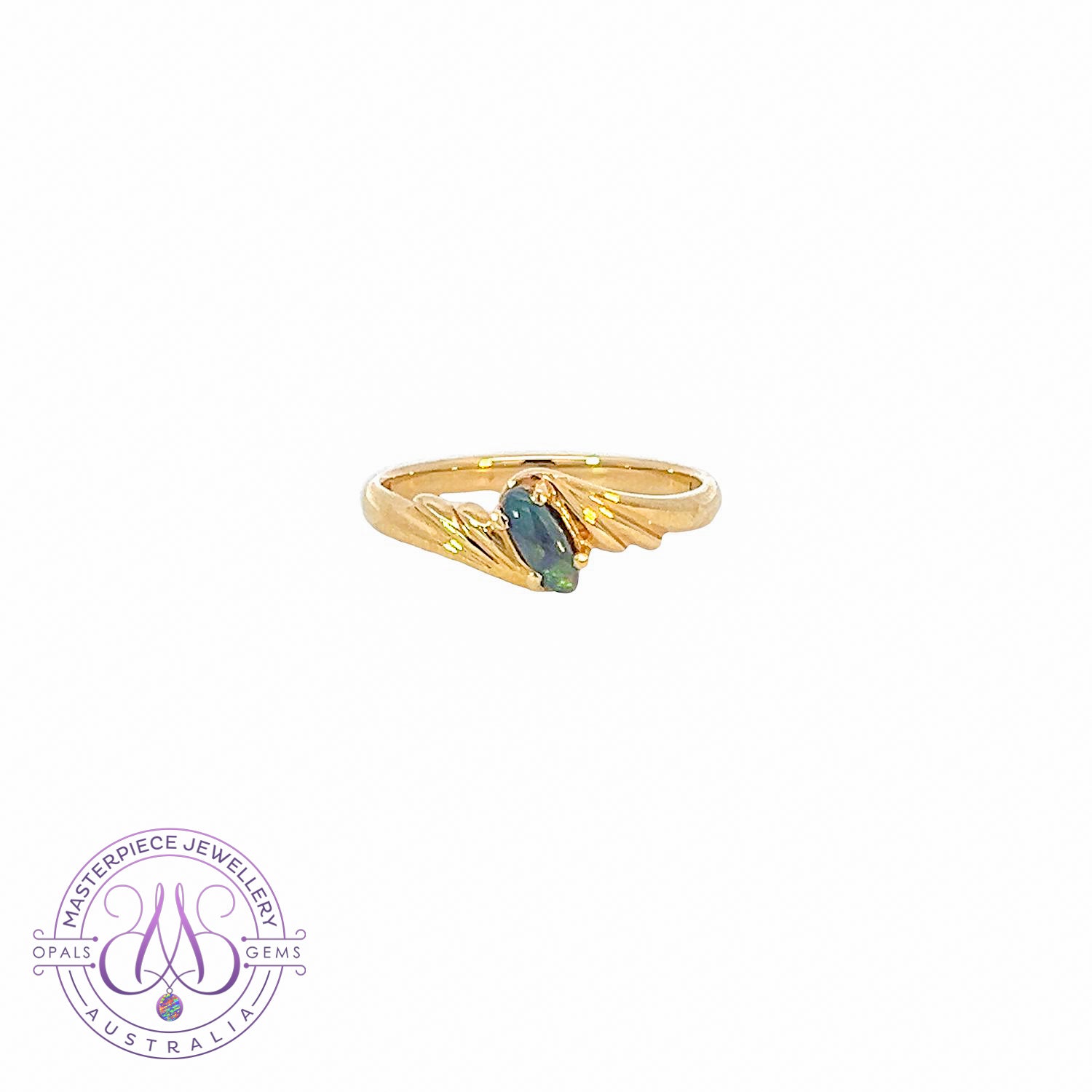 18kt Yellow Gold Black Opal 0.2ct ring - Masterpiece Jewellery Opal & Gems Sydney Australia | Online Shop