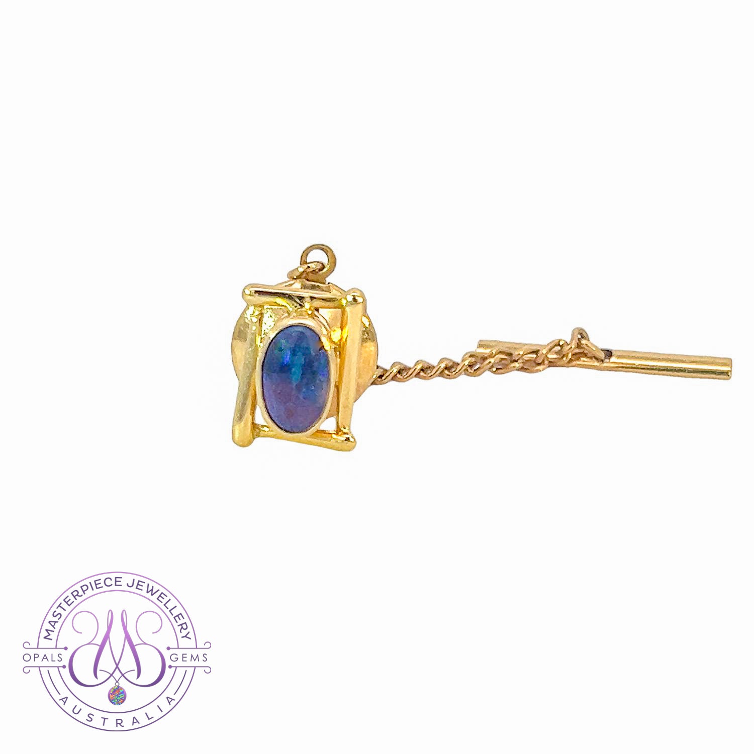 18kt Yellow Gold Black Opal 0.25 tie pin - Masterpiece Jewellery Opal & Gems Sydney Australia | Online Shop