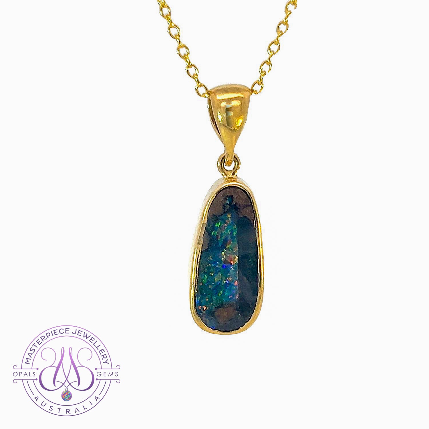 18kt Yellow Gold Boulder Opal 1.89ct pendant - Masterpiece Jewellery Opal & Gems Sydney Australia | Online Shop