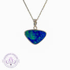 Sterling Silver Blue Green triangle opal doublet 17x13mm pendant - Masterpiece Jewellery Opal & Gems Sydney Australia | Online Shop