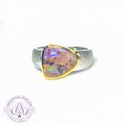 Sterling Silver matte and Gold plate bezel Boulder opal 3.6ct ring