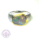 Silver matte Gold plate Boulder Opal ring 4.93ct