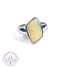One sterling Silver 4.08ct Light Opal green solitaire bezel set ring