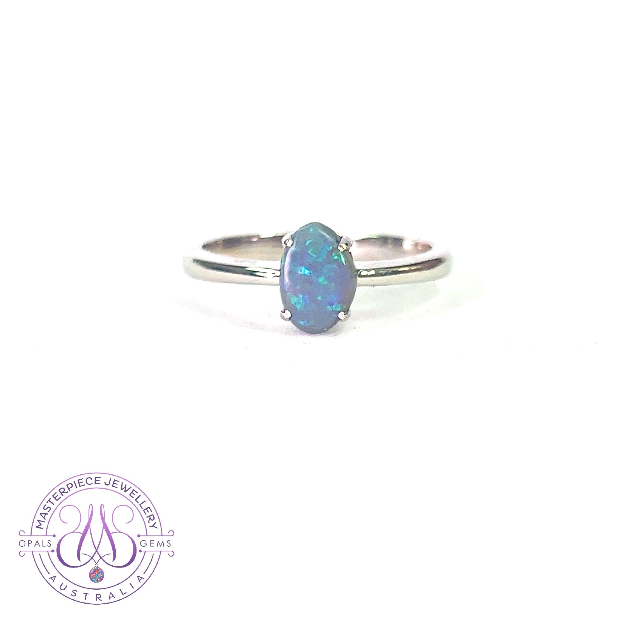 Sterling Silver Black Opal 0.42ct solitaire ring