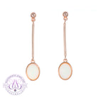 Rose Gold plated Sterling Silver White Opal dangling bar style earrings - Masterpiece Jewellery Opal & Gems Sydney Australia | Online Shop