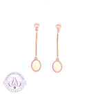 Pair of Rose Gold plated Sterling Silver White Opal dangling bar style earrings