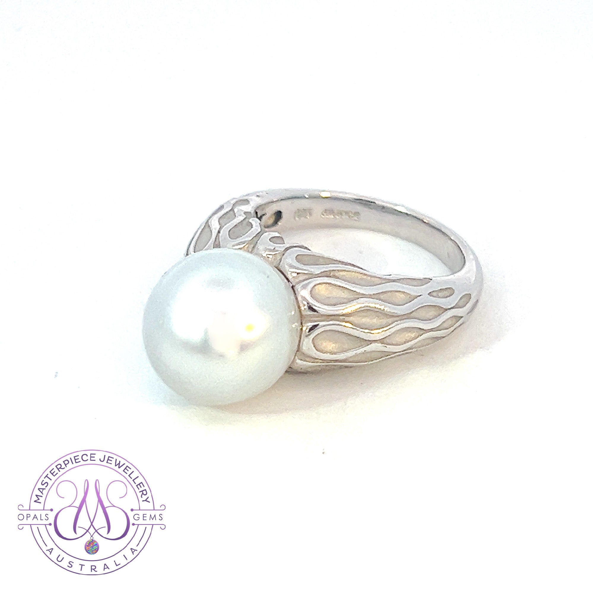 Sterling Silver 11mm South Sea Pearl solitaire ring