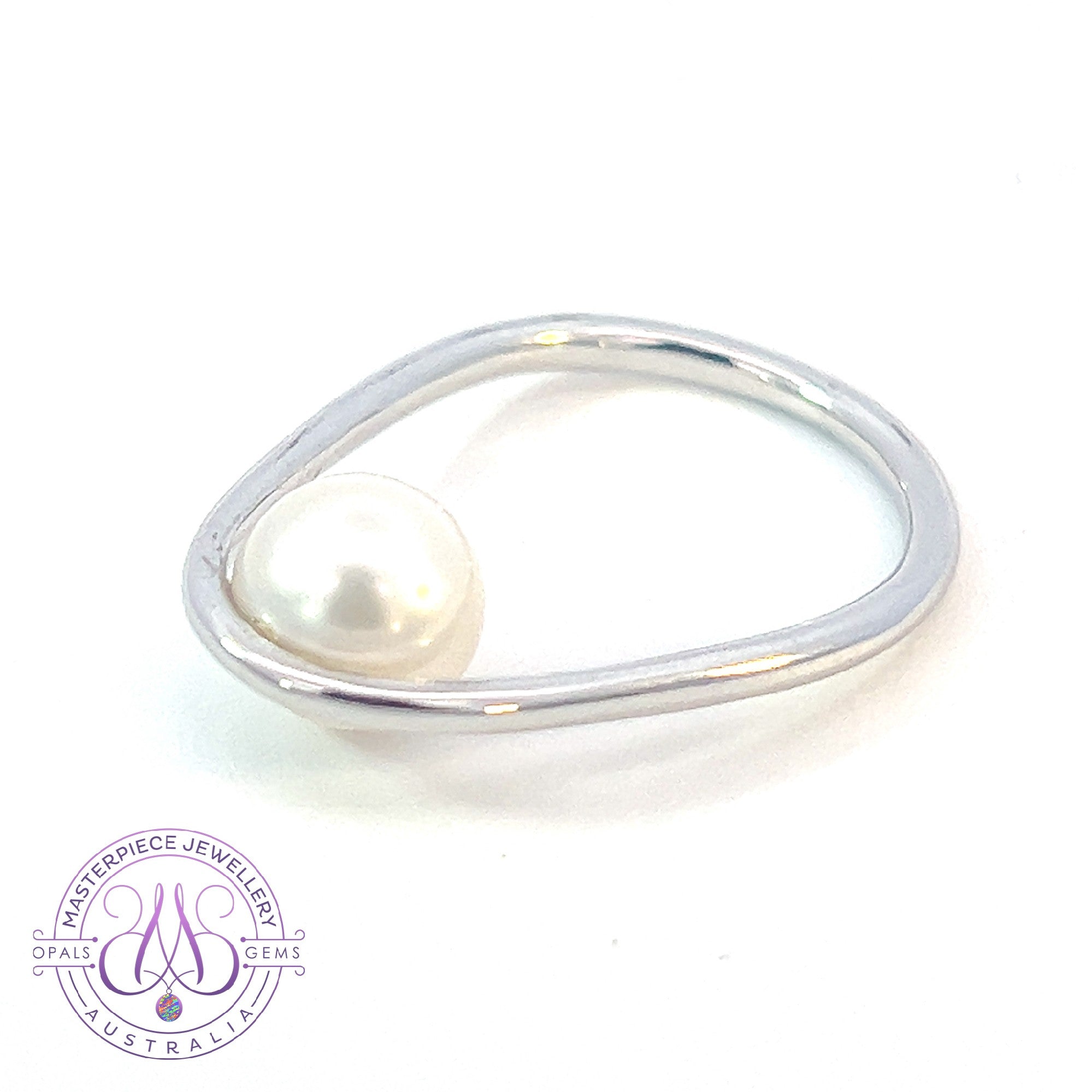 Sterling Silver Minimilast Contemporary design South Sea 8mm Pearl ring