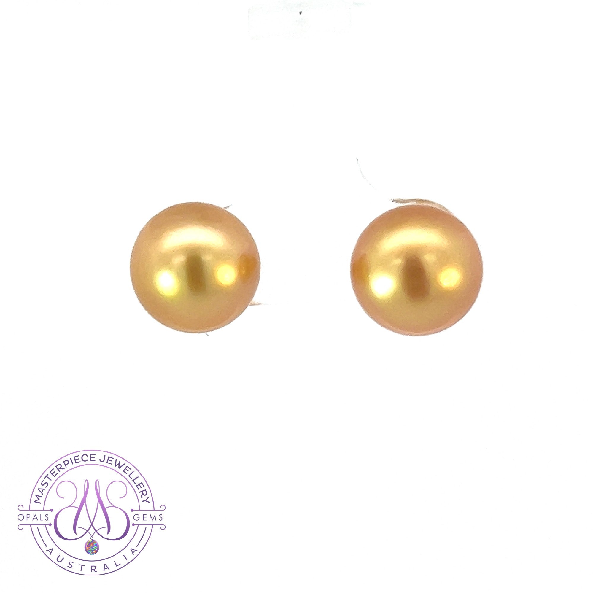 18kt Yellow Gold Golden South Sea Pearl 10mm studs